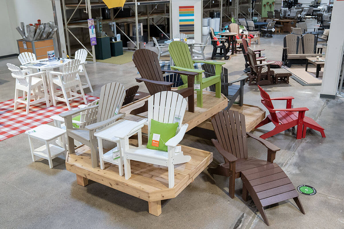 Selection of patio furniture in Mrs.B's store